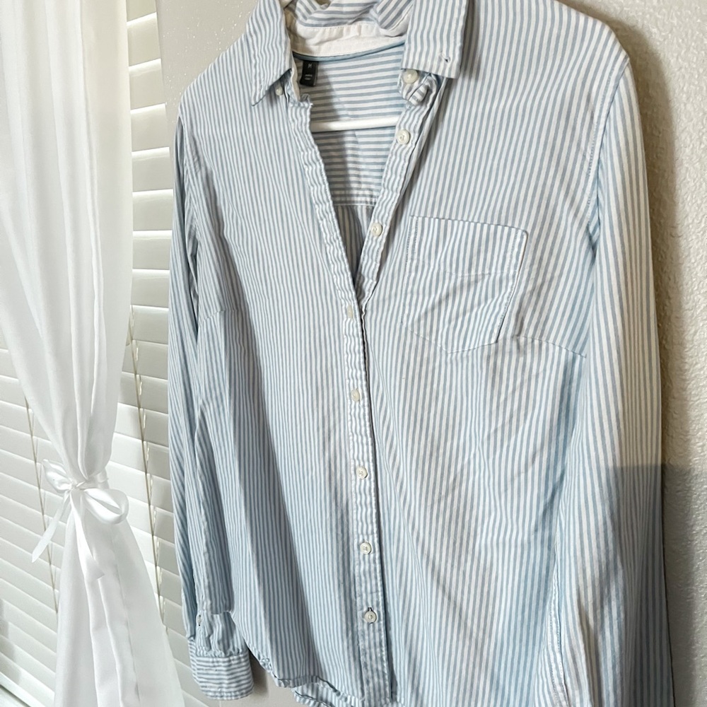 Blue pin striped Oxford button down